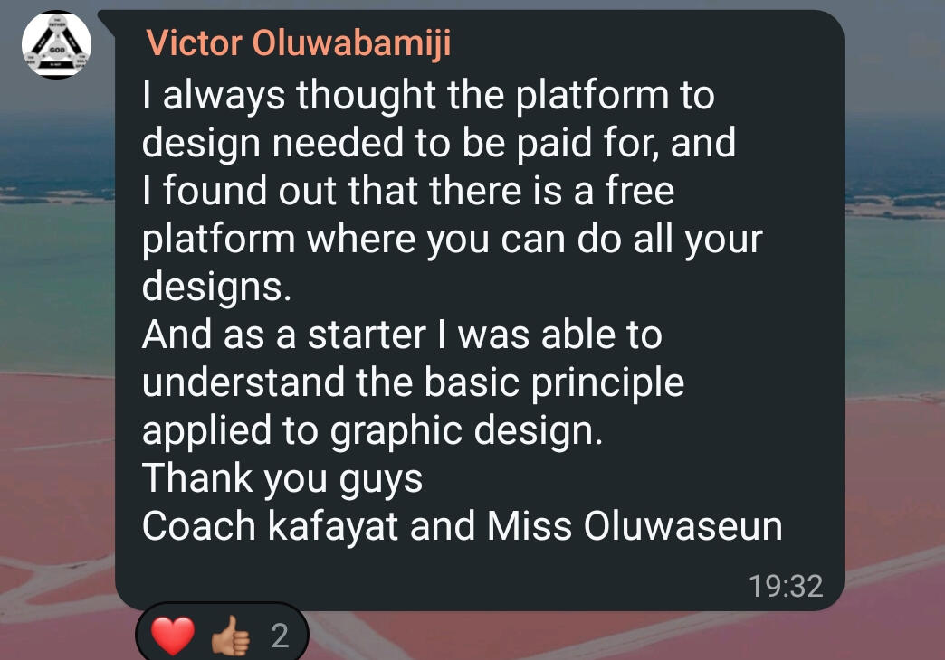 Testimonial from my community of lesrners